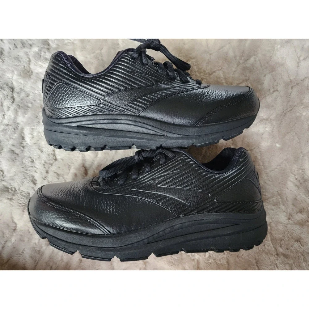 Brooks Addiction Walker 2 Black Leather Walking Shoes Slip Resistant Womens 8 B